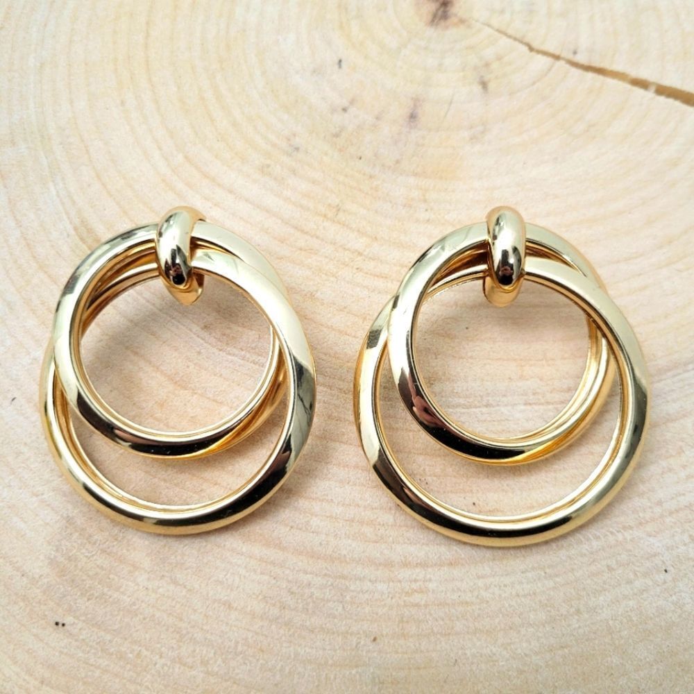 2/$20 Brand New Gold Tone Double Loops Earrings